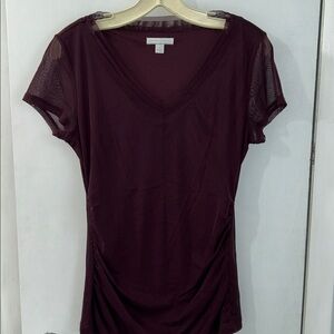 NY & Comapny Top - Size Snall. Maroon/ Wine color. Shirred sides.